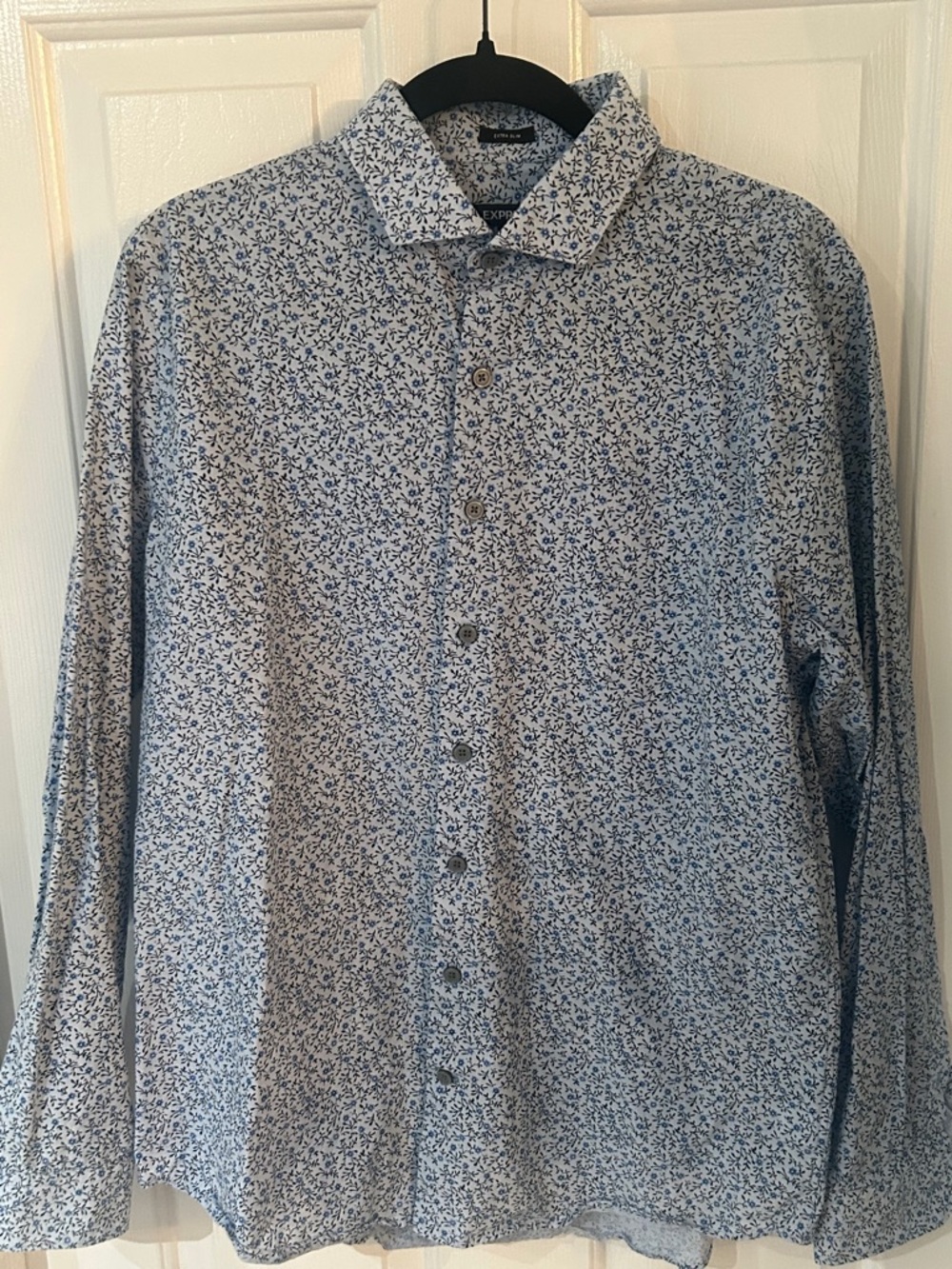Express Extra Slim Floral Button Down Shirt - Large - Neck: 16-16.5